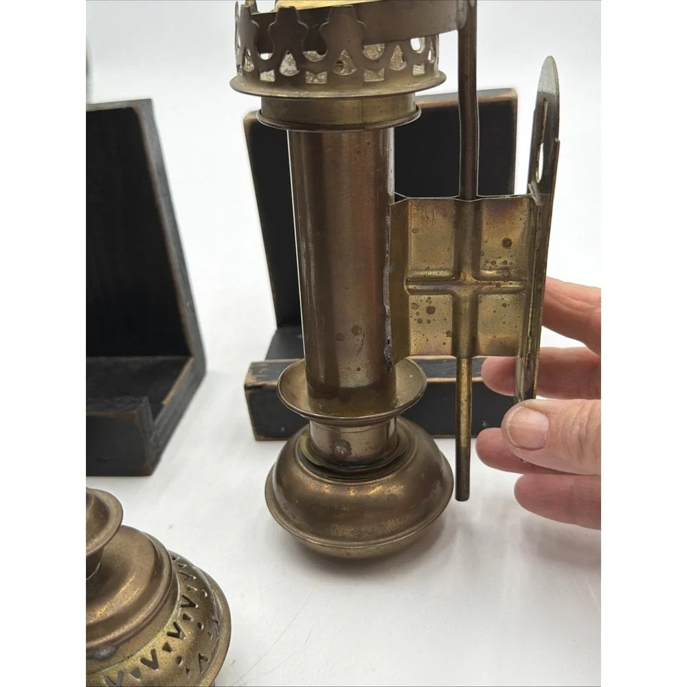 Set Of 2 Vintage Brass Carriage Railroad Train Wall Sconce Candle Lamps